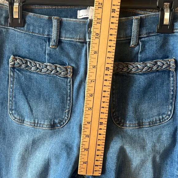 LOFT Kick Flare Crop Jeans with Braided Patch Pockets Size 27/4 NWT - Picture 8 of 10